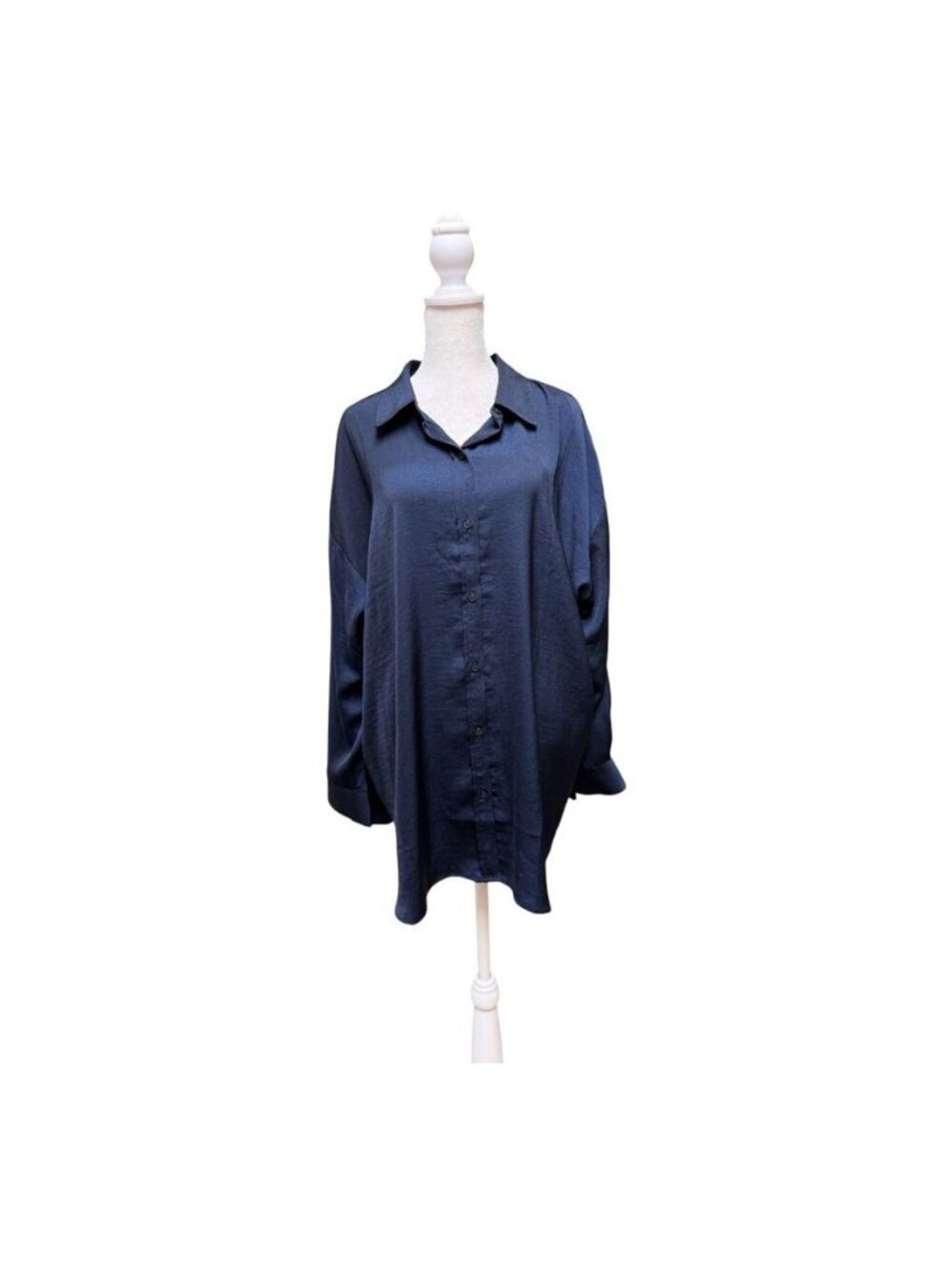 Banana Republic Factory Blue Button Front Long Sleeve Blouse XL NWT